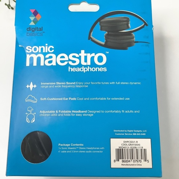 DIGITAL BASICS Sonic Maestro Stereo Headphones Black NEW - Picture 2 of 7